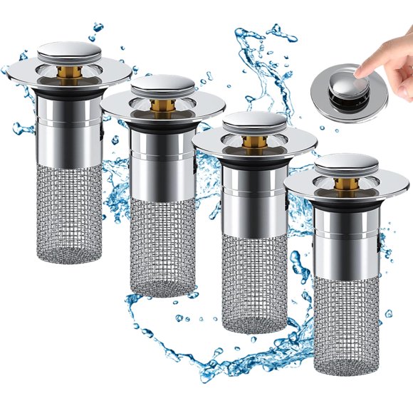 Filtro desplegable para desagüe de lavabo de baño con acero inoxidable