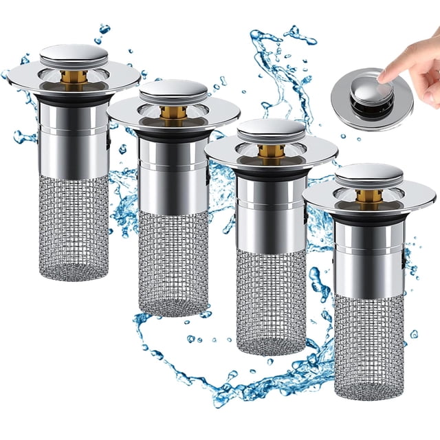 Filtro desplegable para desagüe de lavabo de baño con acero inoxidable
