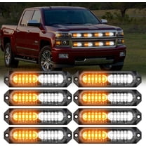Nilight 8PCS Led Strobe Lights 12LED Amber White Light 12V 24V Surface Mount Flashing Warning Hazard Beacon Lights Ultra Slim Sync Feature Mini Grille for Cars Trucks Off Road Vehicles SUV