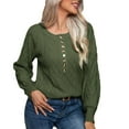 thumbnail image 2 of Lilgiuy Women's Fashion V-neck Button Long Sleeved Sweater Dough Twists Pullover Sweater for Photoshot, 2 of 5