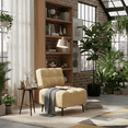 thumbnail image 2 of Erinnyees Mid-Century Modern Accent Chair with Plush Cushion & Metal Legs, Comfy Gray Linen Armchair for Living Room, Bedroom, Yellow, 2 of 8