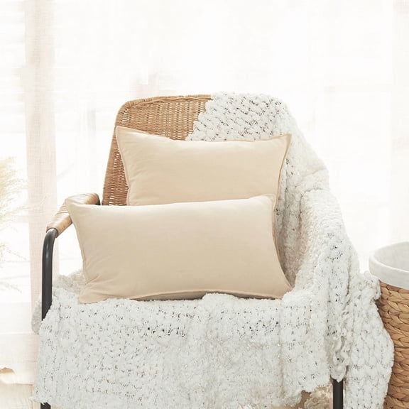 XmhyTop Decorative Pillow, 30*50 CM Apricot color Decor Pillow, 1 Pcs Throw Pillows with Washed Cotton Cover & PP Cotton Filling, Soft Cushion for Sofa, Bed, Living Room