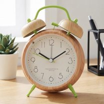Unique Bargains Alarm Clock with Wood-Grain Patterns Green 4.6"L x 2.2"W x 6.6"H