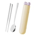 thumbnail image 2 of Tnarru Spoon Chopsticks Set Flatware with Case ,Gadgets, Travel Utensils ,Portable Cutlery Set for Daily Use Kitchen Camping Student Yellow 3 Pieces, 2 of 8