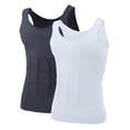 thumbnail image 1 of TOPTIE Men's Slimming Body Shaper Compression Shirt, Shapewear Sculpting Vest Muscle Tank-2 Pack Gray/White-L, 1 of 6