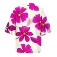 thumbnail image 4 of Karymi Summer Tops for Women Fashion Short Sleeve Flower Print Tops V Neck Loose Pullover Double Sleeve T Shirts Regular Fit Tops for Women, 4 of 7