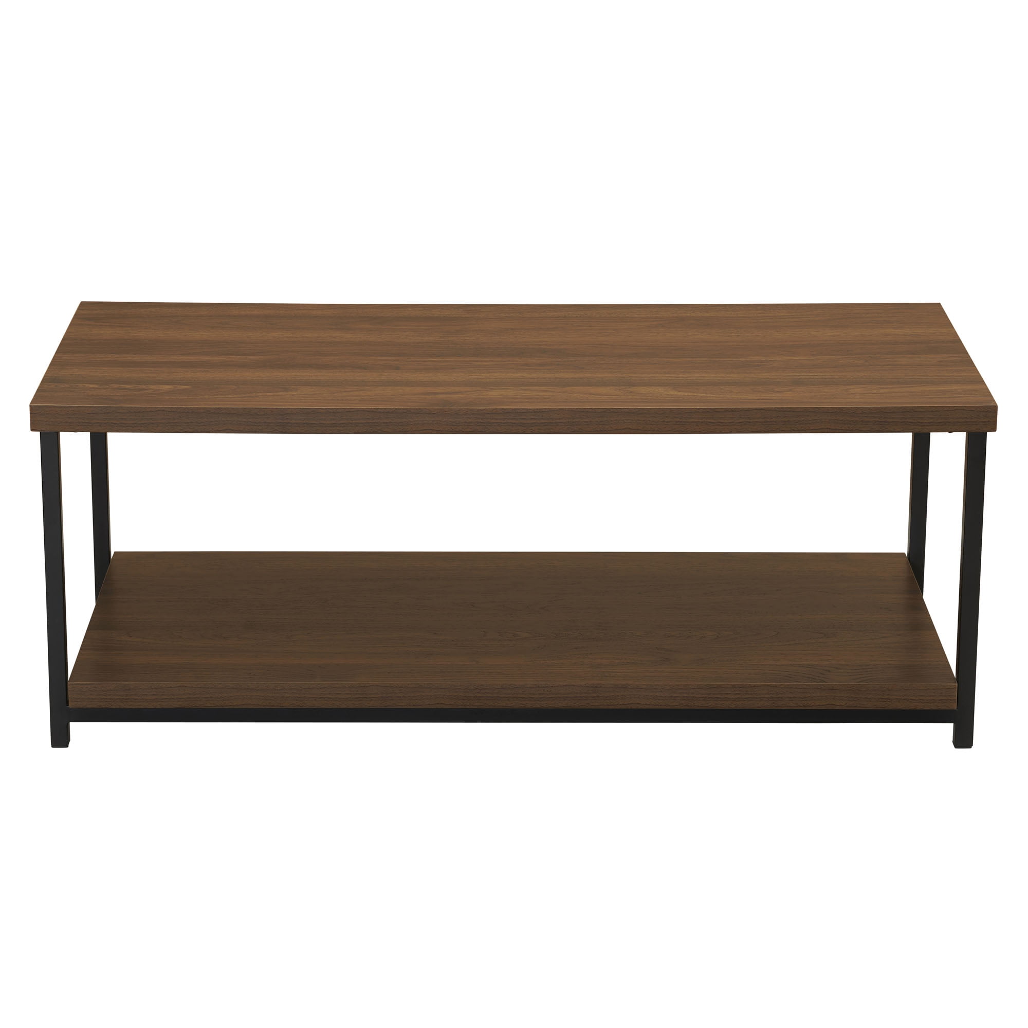 Household Essentials 39.4 Inches Wide Rectangular Low-Profile Coffee Table, Mid-Century Walnut