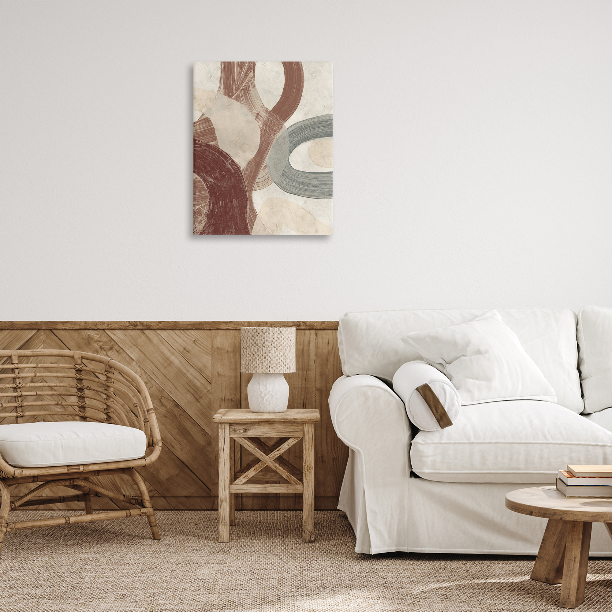 Stupell Industries Neutral Shapes Expression Abstract Painting Gallery Wrapped Canvas Art Print Wall Art, 24 x 30