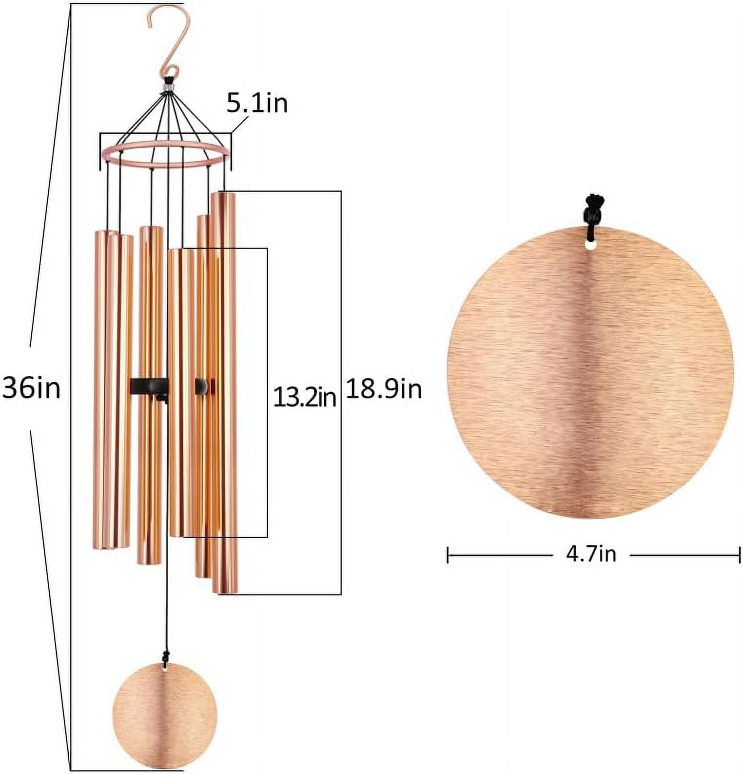 ASTARIN Premium 36-Inch Deep Tone Wind Chimes with 6 Metal Tubes - Elegant Memorial Chime for Mom, for Housewarming and Christmas Rose Gold