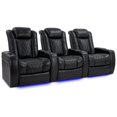 thumbnail image 1 of Valencia Tuscany XL Home Theater Seating | Premium Top Grain Italian Nappa 11000 Leather (Row of 3, Black), 1 of 5