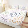 thumbnail image 3 of jejeloiu Cartoon Flower Full Size Sheets,Colorful Floral Bed Sheets,Watercolor Bubbles Print Sheet Sets For Child,Ultra Soft Home Decor,4-Piece, 3 of 7