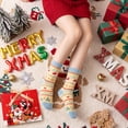thumbnail image 6 of Bocaoying 6Pairs Christmas Fuzzy Socks for Women, Winter Warm Cosy Holiday Slipper Socks with Gift Bag, Warm Thick Thermal Soft  Socks for Women Indoor Warming Christmas Gifts, 6 of 7