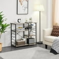thumbnail image 3 of YYEAN Kitchen Bakers Rack with Wire Basket, Coffee Bar Table Station Microwave Oven Stand Kitchen Utility Storage Shelf with 6 S-Shaped Side Hooks, Metal Frame, 15''D x 35.5''W x 33''H, Gray, 3 of 10