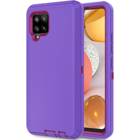Galaxy A42 5G Case for Samsung Galaxy A42 5G Case Military Drop Shockproof Armor Heavy Duty Rugged 3 in 1 Protection Cover for Galaxy A42 5G Phone Case (Purple+Rose Red)