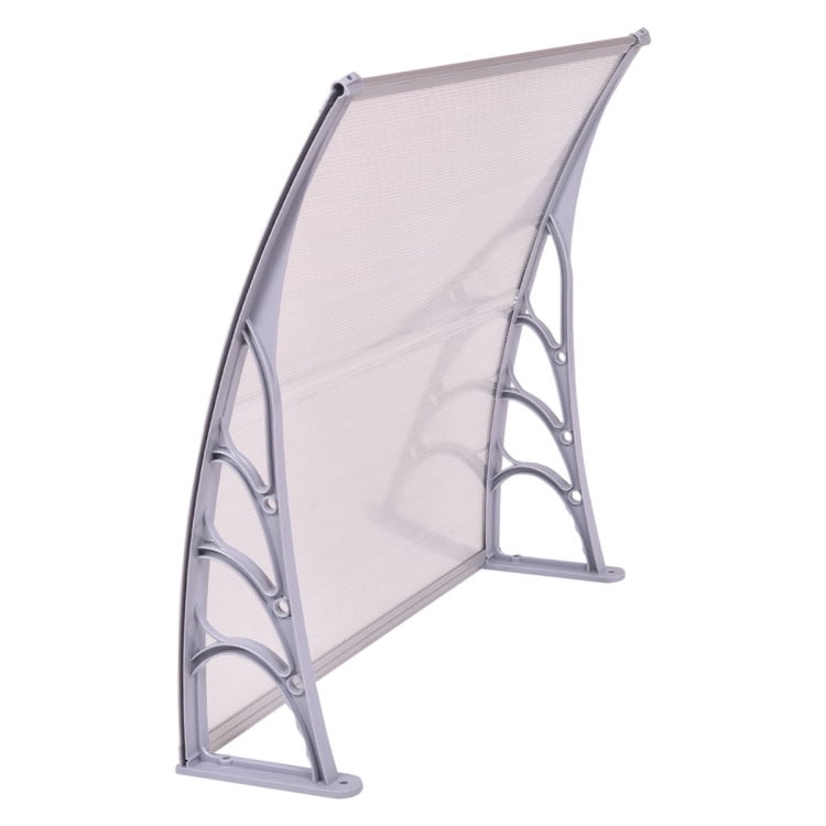 Aimee Lii 40 x 40 Inch Outdoor Polycarbonate Front Door Window Awning Canopy, Outdoor Awning for Patio, Gray