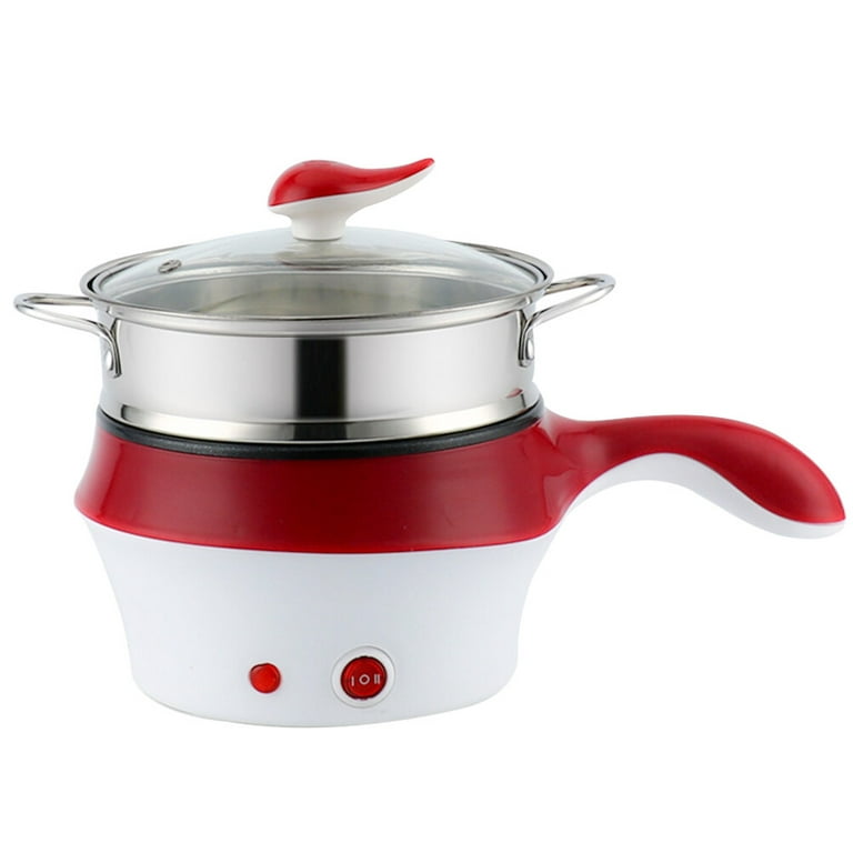 NUOLUX Double-layer Cooking Pot Small Electric Pot Multifunctional Steam Pot  Non-stick Stockpot Steamer Cooking Boiler (Claret UK Plug) 