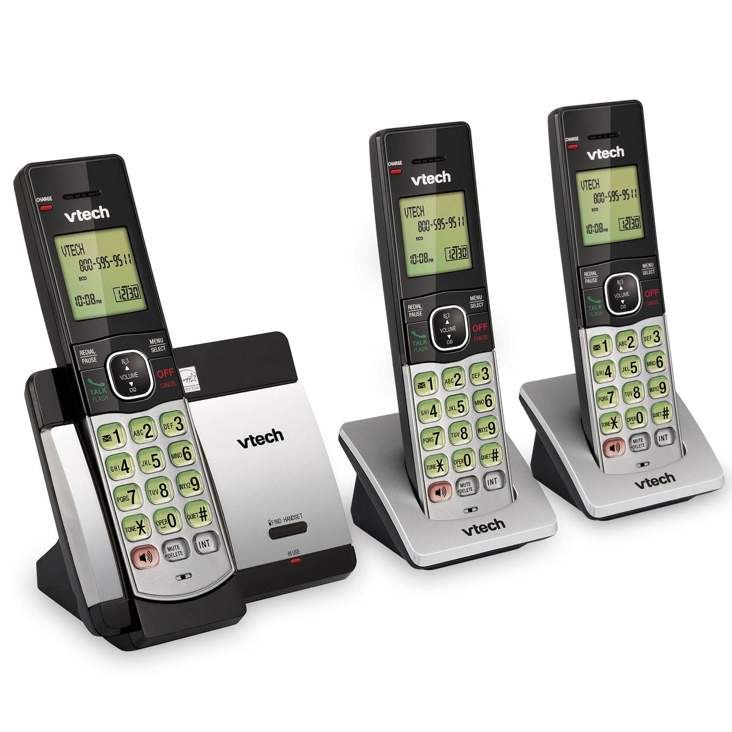 VTech CS5119-3 DECT 6.0 Expandable Cordless Phone System with 3 Handsets
