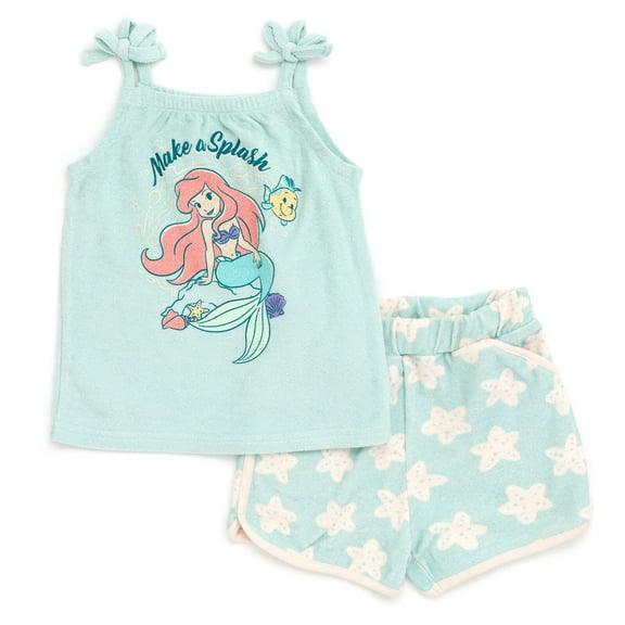 Disney Princess Ariel Toddler Girls Tank Top and Active Retro Dolphin Shorts Toddler to Big Kid