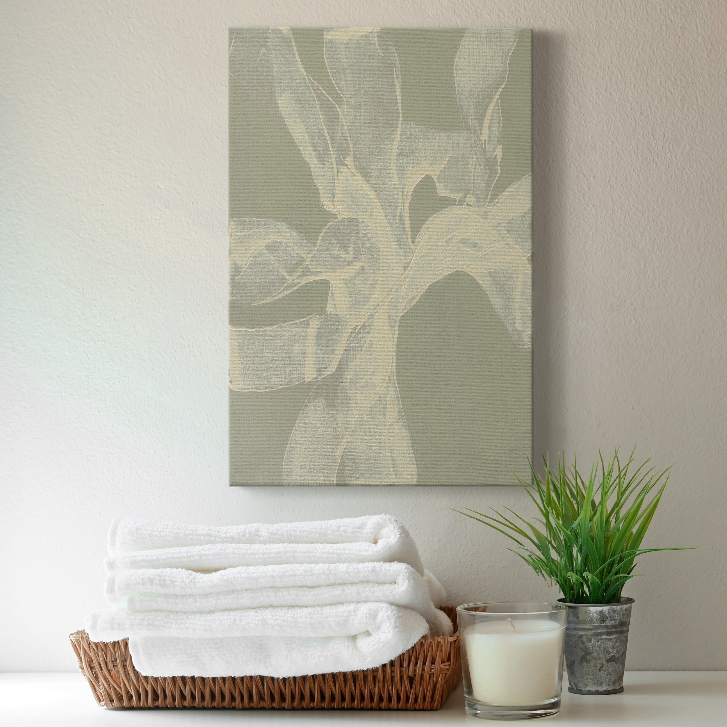 White Ribbon on Celadon II Premium Gallery Wrapped Canvas - Ready to Hang