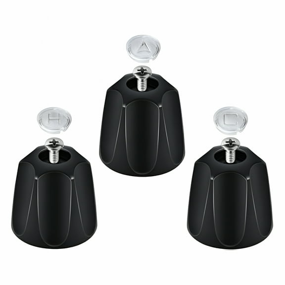 HIBIBUD 3-Piece Black Shower Knob Replacement Set Includes Hot/Cold/Diverter Shower Knob