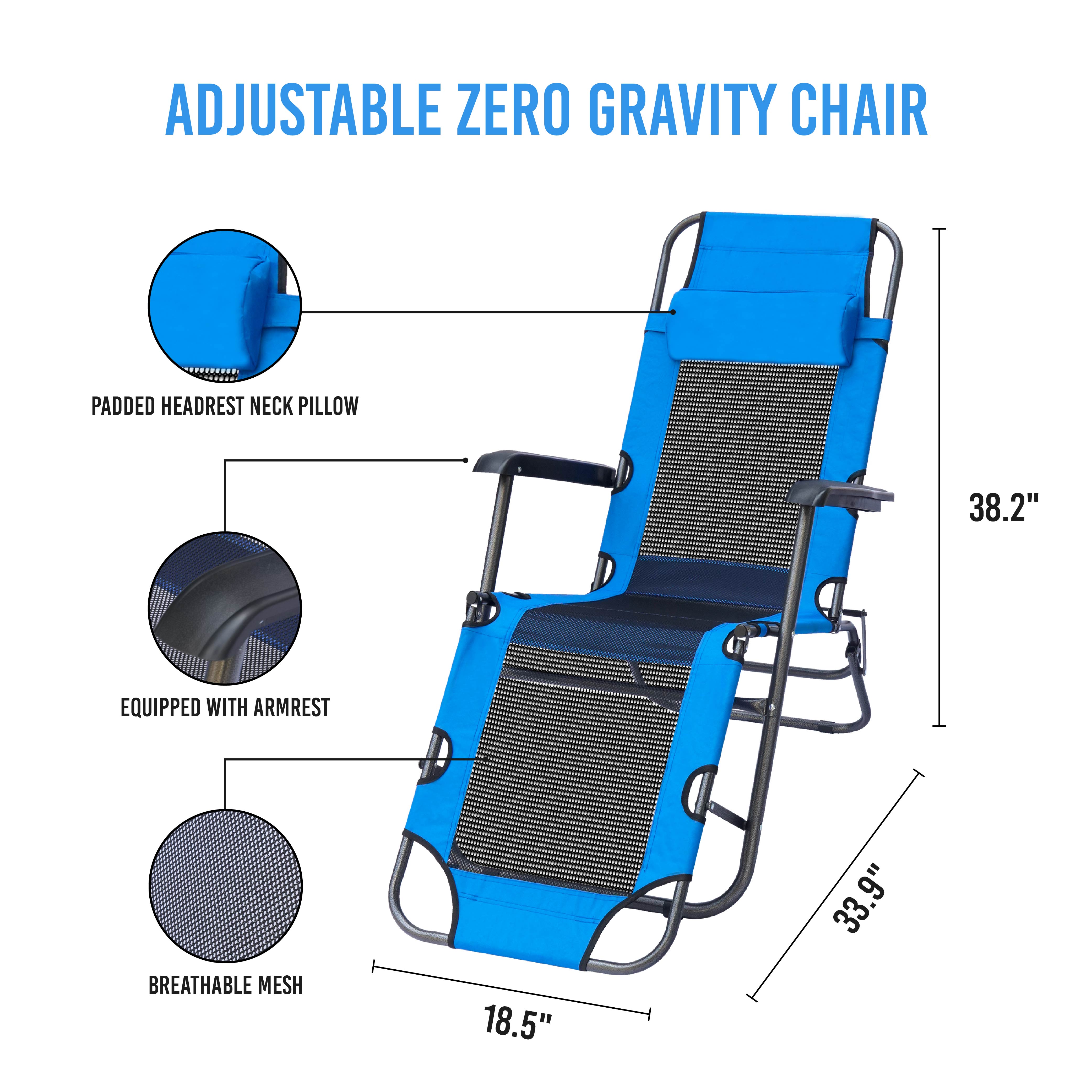 Kahoo Zero Gravity Lounge Chair Recliner Mesh Blue - image 3 of 7