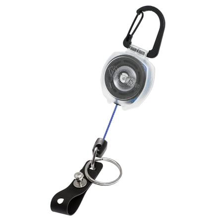 KEY-BAK Super Duty ID Badge Holder & Clear Sidekick Retractable Carabiner Keychain with Color Cord (Blue)