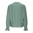 thumbnail image 5 of APEXFWDT Women's Eyelet V-Neck Blouse Long Sleeve Smocked Waist Casual Shirt Solid Color Elegant Dressy Shirt,XL,Green, 5 of 8