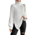 thumbnail image 2 of Innerwin Chandails à Col Roulé pour Femmes Chandail de Travail Manches Longues Ample Tricoté Blanc m, 2 of 4