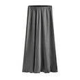 thumbnail image 5 of Ediodpoh Satin Maxi Skirt Womens High Waist Solid Color Elastic Waist with Side Slit Flowy Long Skirt Mini Skirts for Women Grey M, 5 of 5