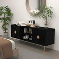 thumbnail image 5 of HLR Mid Century Modern TV Stand for 65/70/75 inch TV, Entertainment Center with Storage Cabinet, Embossed Pattern TV Stand, TV and Media Console for Living Room, Bedroom, 5 of 11