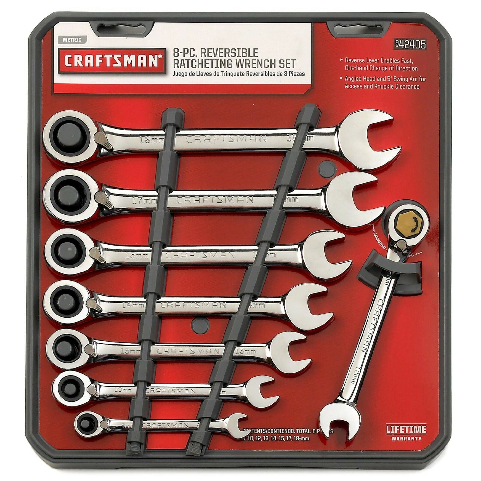 Craftsman 8 pc. Reversible Ratcheting Combination Wrench Set Metric