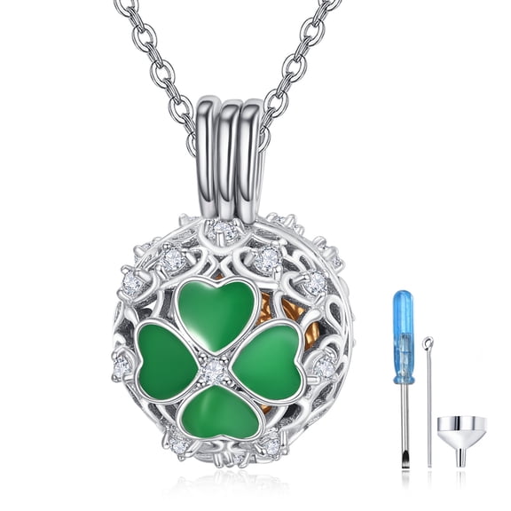TANGPOET 925 Sterling Silver Four Clover Urn Necklace Memorial Jewelry Gifts for Women Everyday Wear