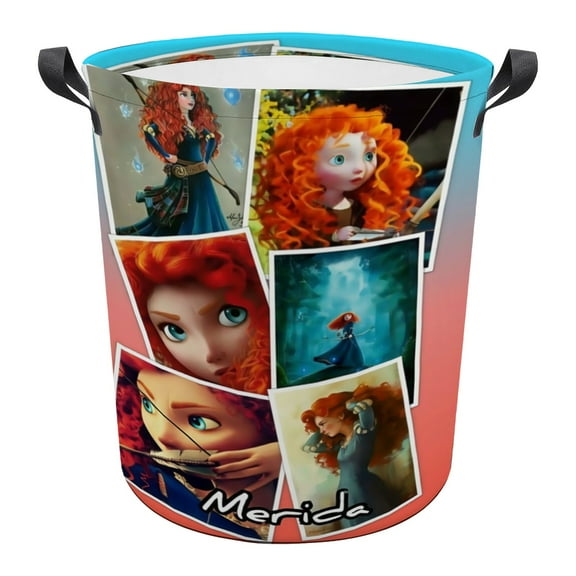 Laundry Basket Brave Princess Merida Laundry Hamper Storage Basket Organizer Hamper Storage Bins for Clothes Toys Box Nursery Hamper Gift Basket with Handles 13.4 x 16.5 inches