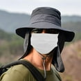 thumbnail image 4 of Sombrero de pescador cómodo, transpirable, absorbente del sudor, con solapa para el cuello y la cara para pesca. Gris oscuro, 4 of 9