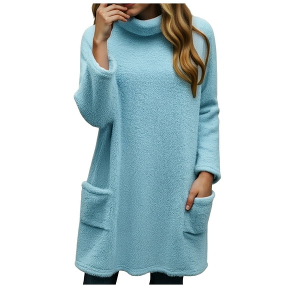 UAYOTSE Women's Pullover Sweaters Long Sleeve Print Knitted Crew Neck Sweater Tops(A89-Sky Blue,L)