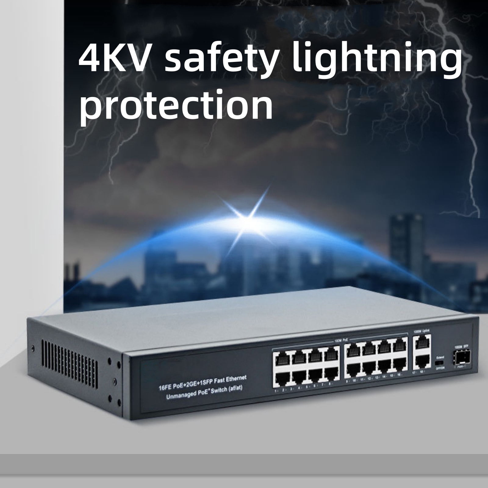 TAPDRA Metal POE Switch 16x100Mbps + 2GigE, IEEE 802.3af/at Compliant, for Business Networks