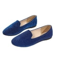 thumbnail image 6 of KIJBLAE Women's Solid Glitter Round Toe Moccasin Flats, Low Cut Slip On Comfortable Casual Flat Shoes Blue 38, 6 of 9