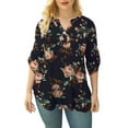 thumbnail image 3 of VERABENDI Women's Plus Size Tops 3/4 Sleeve Tunic Shirts A Buckle Decoration V-Neck Blouses,M-4XL, 3 of 6