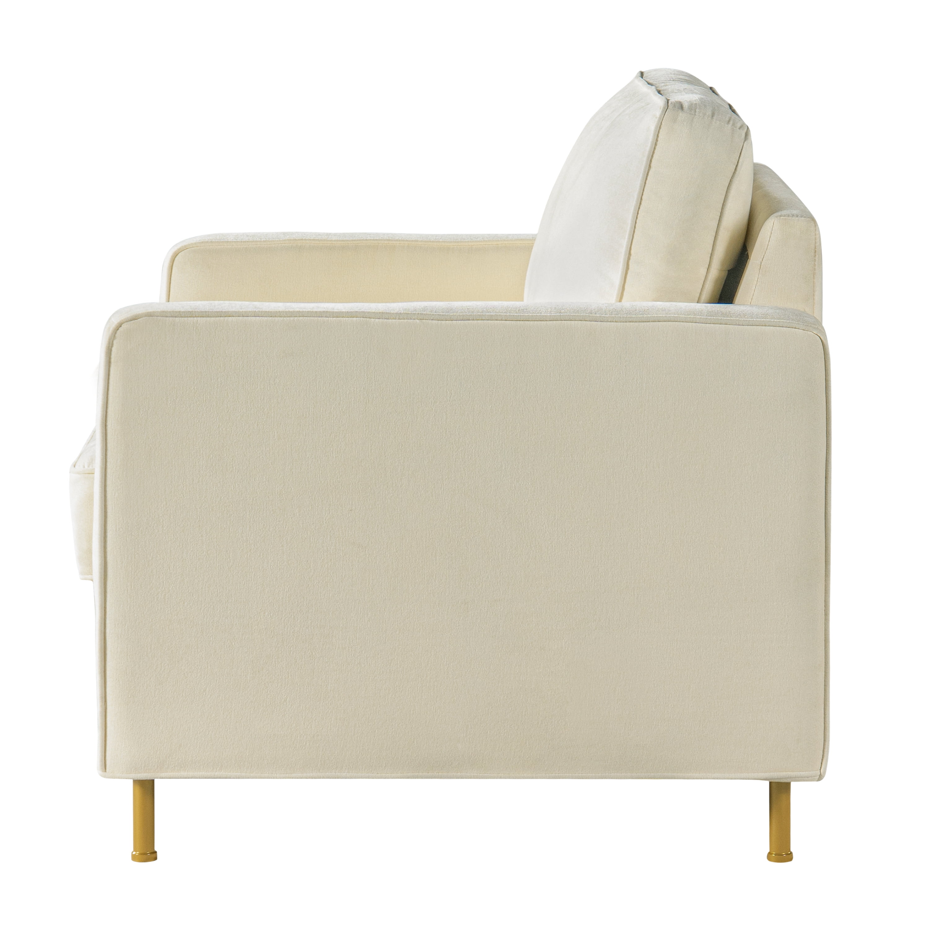 Euroco Modern Accent Chair, Oversized Chenille Upholstered Single Sofa with Deep Seat and Wood Legs, Comfy Reading Armchair for Living Room Bedroom,Beige