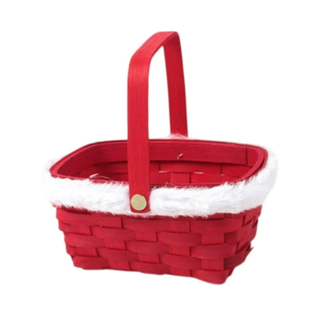 Cesta de regalo de Navidad Cesta de dulces Multifuncional Reutilizable Ligera Año Nuevo Rojo sin embalaje