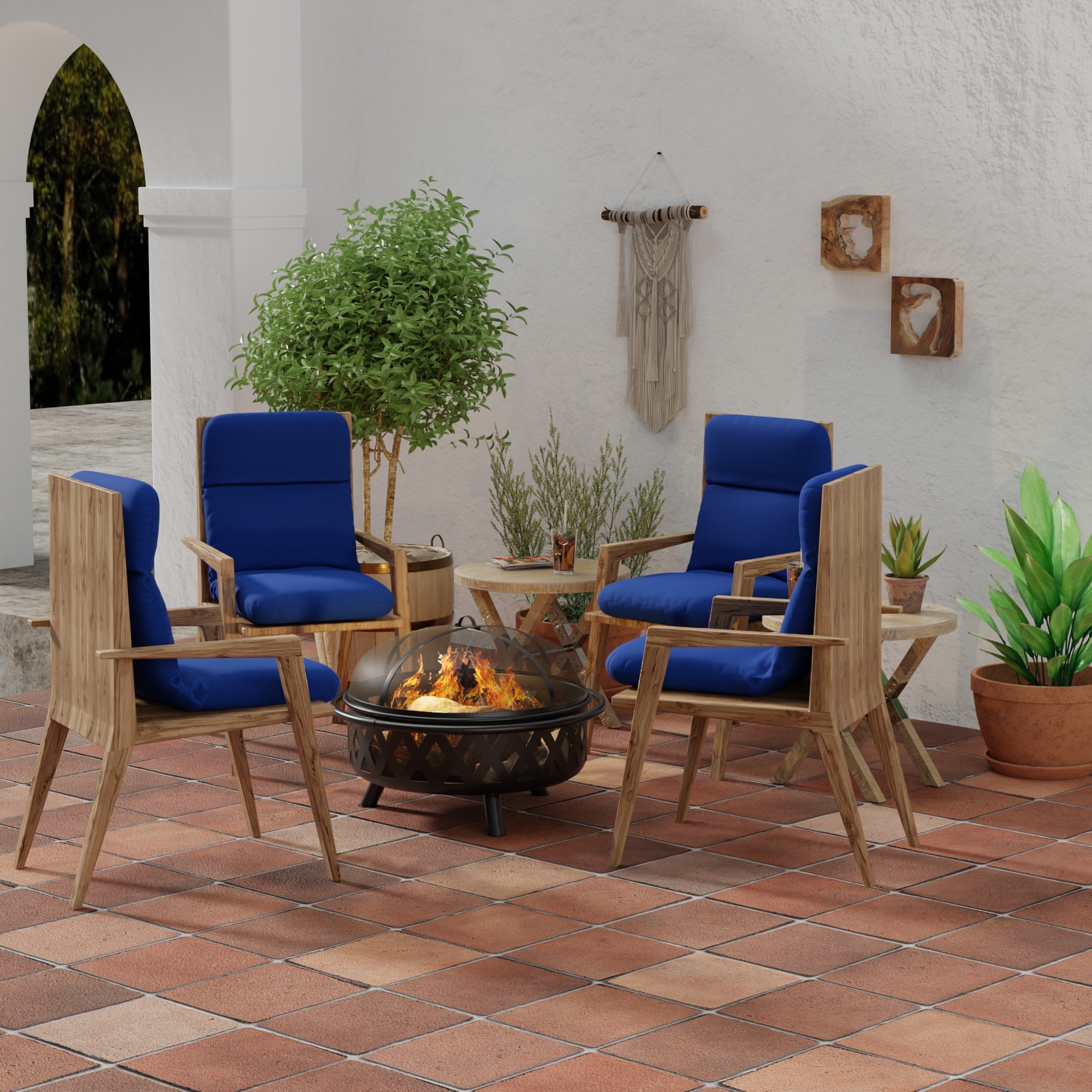 45" x 22" Rectangular Outdoor Chair Cushion with Ties and Hanger Loop