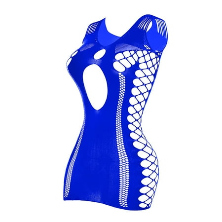 IROINNID Sexy Lingerie For Women At Hip Strapless Sexy Lingerie Fishnet Seamless Mesh Netting Chemise Hollow Out Sleepwear Nightdress