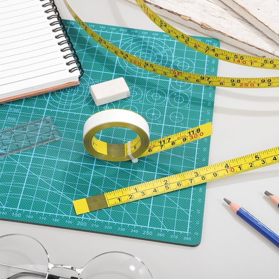 HEANUJJ Metric Tape Measure Self Adhesive Steel Ruler Tape Yellow for Drafting and Woodworking