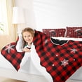 thumbnail image 4 of Homewish Christmas Monogrammed S Full Size Comforter Sets for Kids, Winter Snowflake Bedding Comforter Set, Black Red Buffalo Plaid Reversible Bedding Sets, Microfiber Bedroom Decor, 3pcs, 4 of 8