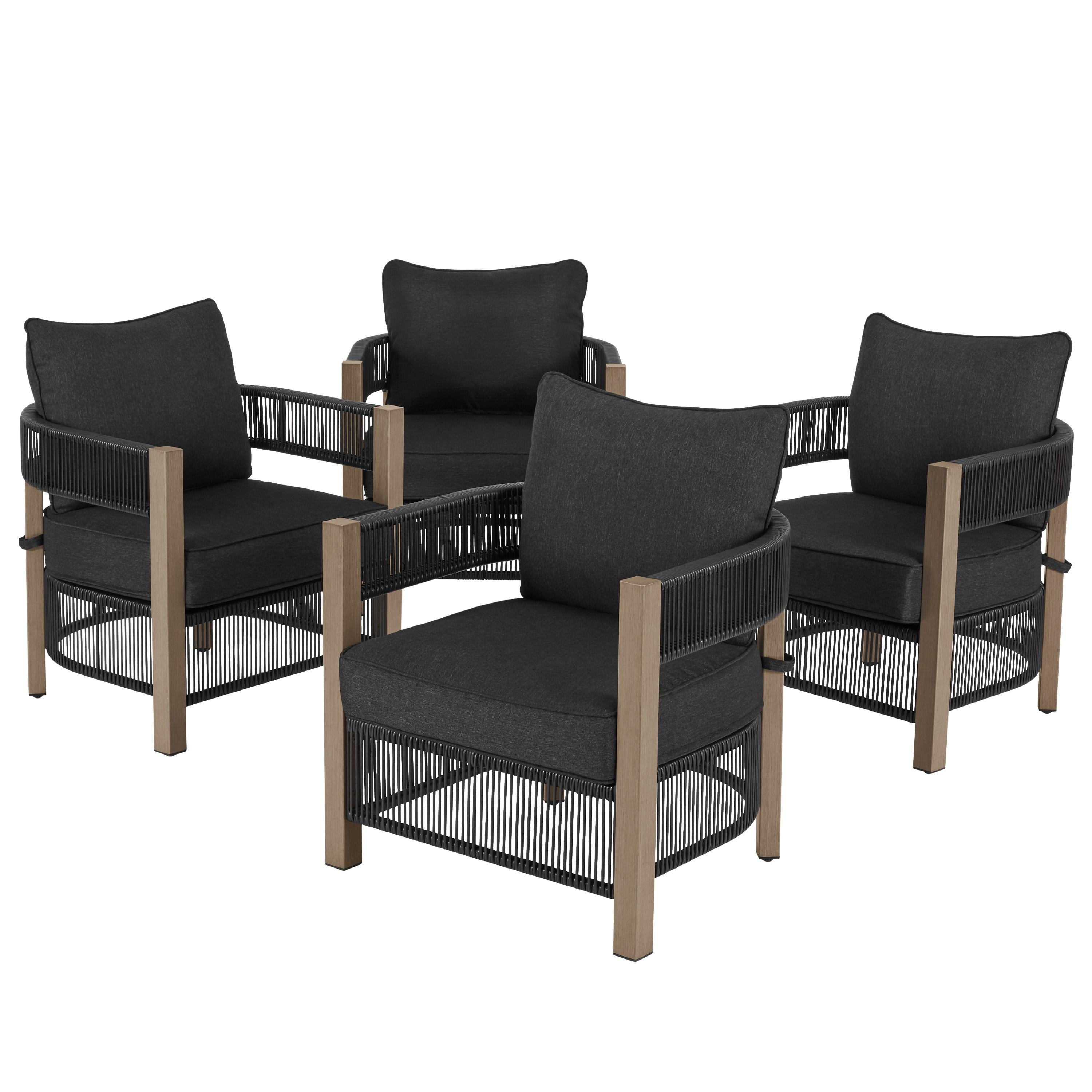 Better Homes & Gardens Tarren 5-Piece Wicker Outdoor Conversation Set, Black