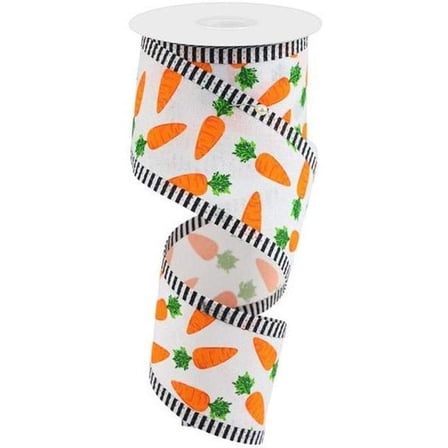 2.5" Carrots Thin Stripe Ribbon: White (10 Yards)