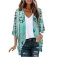 thumbnail image 2 of UVEASISHA Women's Kimonos for Summer,Womens Beach Boho Chiffon Kimono Cardigans Sheer Open Front Cover Ups Tops Dressy Hawaiian Vacation,Blue,M, 2 of 5