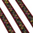 thumbnail image 1 of About 50 Yards Black Red Floral Jacquard Ribbon Trim Vintage Nylon Ethnic Embroidery Boho Ribbons Flower Woven Lace Trim Fabric for Sewing Making Crafts Clothes DIY Embellishment Supply, 1 of 5