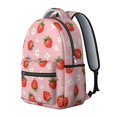 thumbnail image 2 of Strawberry and Blossom Pink Pattern Backpack for School, Cute School Bag with Adjustable Shoulder Straps and Padded Back, 15.3"x11"x7.1", 2 of 5