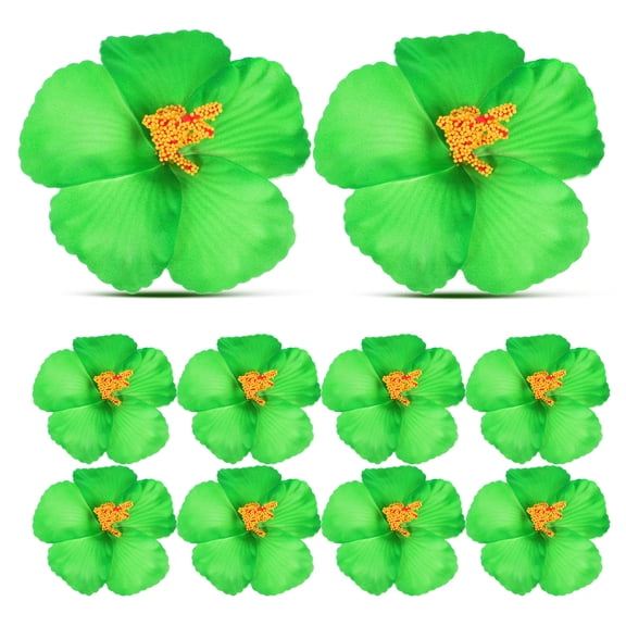 PENIKOKO Green Faux Hibiscus Flowers Artificial Hawaiian Decorations for Tropical Party Event and Home Decor